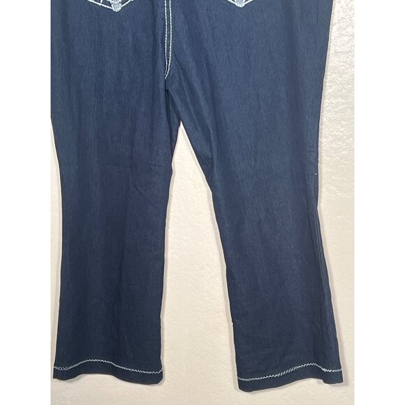 Faded Glory 24W Womens Embroidered Pocket Dark Wash Bootcut Jeans Plus Size - Picture 8 of 13